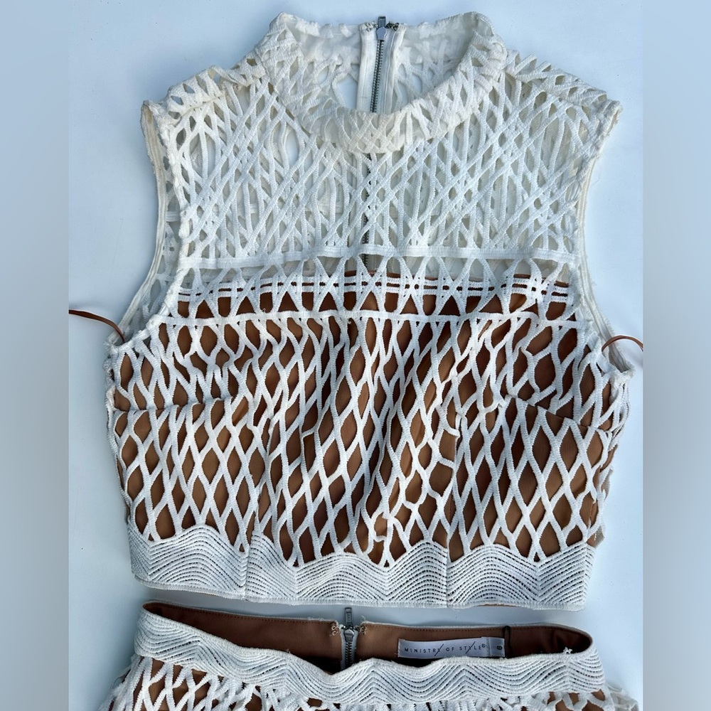 Free People Ministry Of Style Demure Set Crop Top & MIDI Skirt White Lace, 6 - Picture 9 of 16